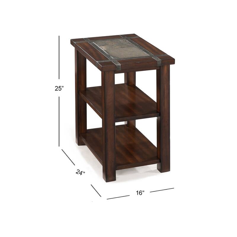 Magnussen Home Roanoke Cherry and Slate Rectangular Chairside End Table - 16''W x 24''D x 25''H