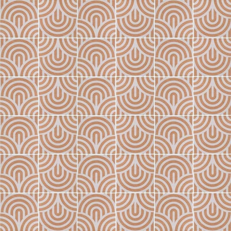 Verity Waves 8x8 Matte Porcelain Encaustic Tile - Floor, Wall, Backsplash