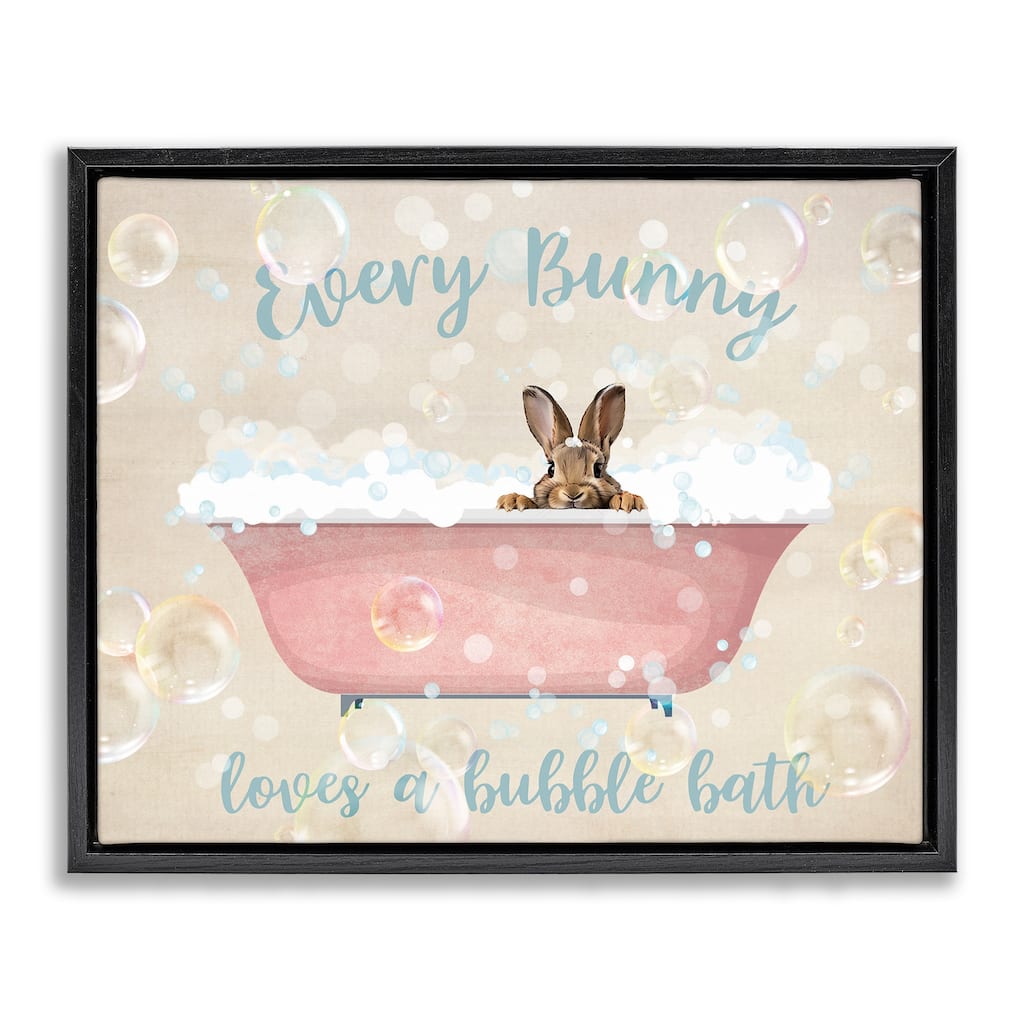 Stupell Every Bunny Loves Baths Framed Floater Canvas Wall Art Design By Susan Arnot