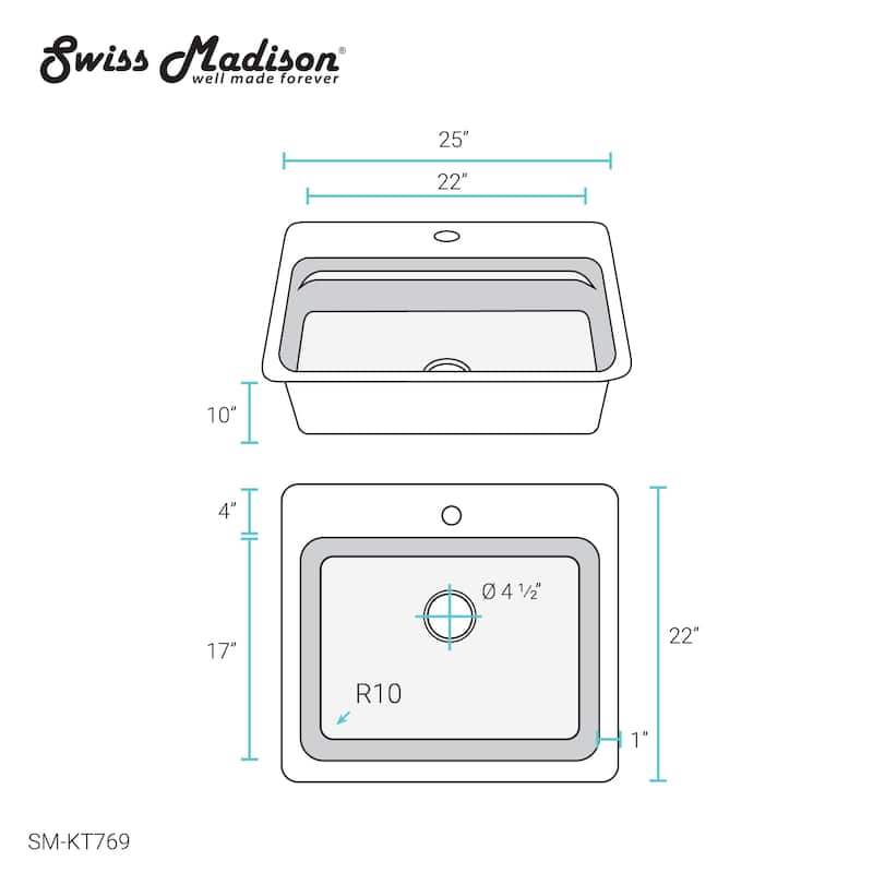 Ravi Single Basin 25 x 22 Topmount Kitchen Workstation Sink
