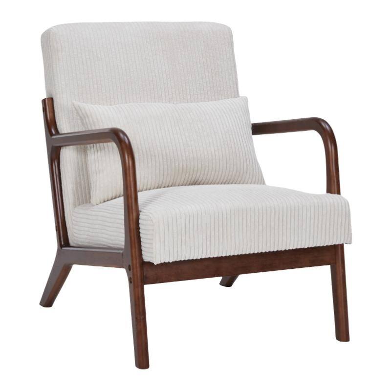 Mid-Century Modern Accent Chair, Arm Chair Living Room Chairs with Pillow Upholstered Reading Chair with Solid Wood Frame