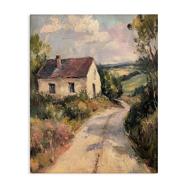 Stupell Scenic Cottage Road Canvas Wall Art Design By Petal Prints Design - 30 x 40