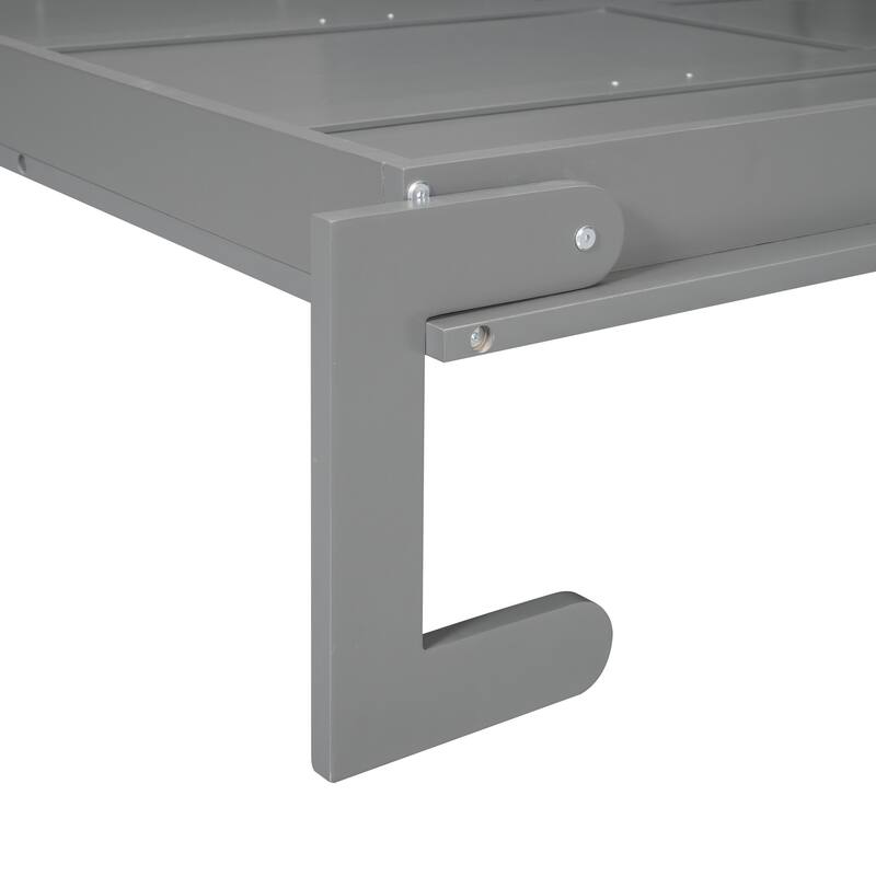 Gray Queen Size Multifunctional Design Murphy Bed with Cushion and Storage Space for Bedroom