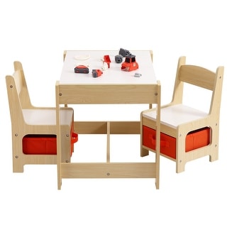 Kids Table and Chair Set 3 in 1 with Drawer for Toddlers Drawing