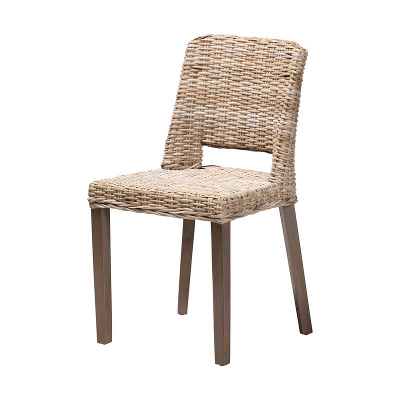 Magy Bohemian Natural Rattan/ Mahogany Wood Dining Chair