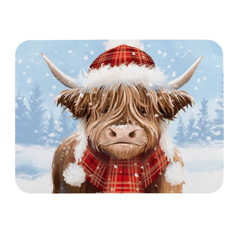 Holiday Highland Cow Drying Mat - 20x15"