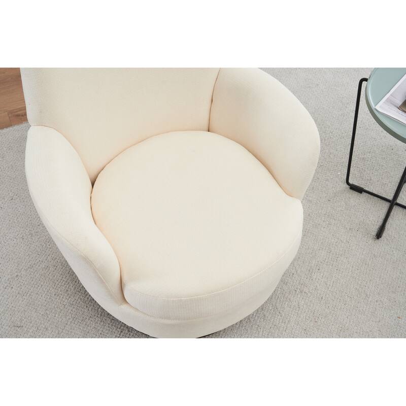 Polyester Swivel Barrel Accent Reading Chair Armchair for Living Room Bedroom Comfy Round Barrel with Gold Stainless Steel Base