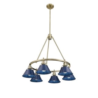 Orwell 6-Light Chandelier in Aged Brass with Matte Navy - Gold