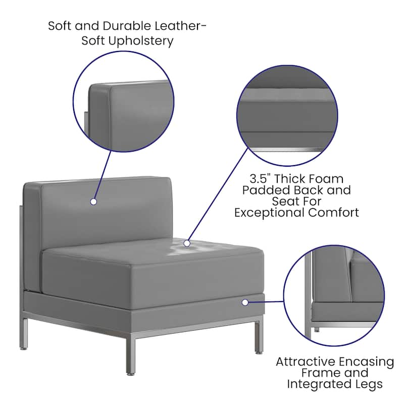 Contemporary LeatherSoft Middle Chair - Reception &Home Office Chair - 28"W x 28.75"D x 27.25"H