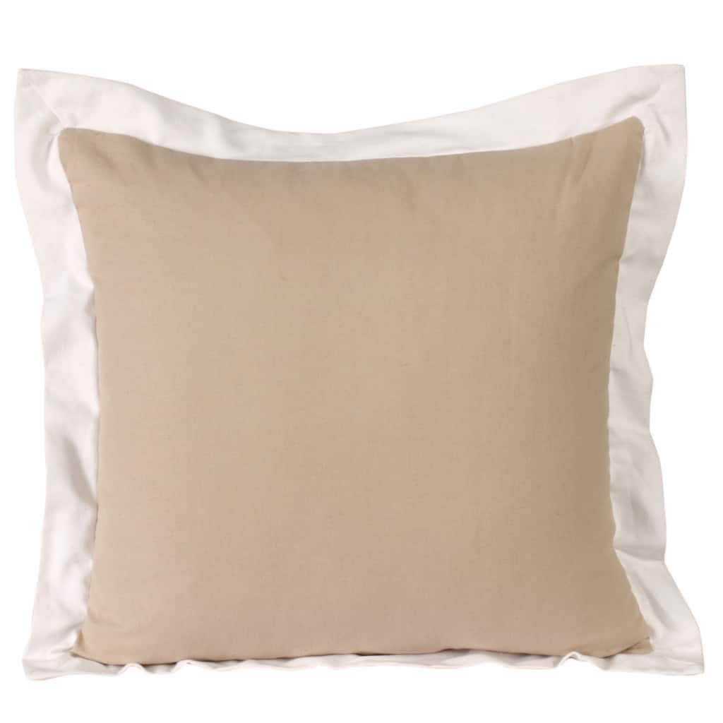 HomeRoots 20" X 20" Beige And White 100% Cotton Geometric Zippered Pillow