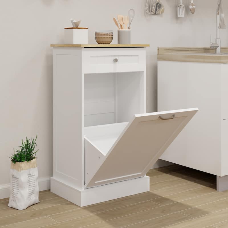 RR Kitchen Trash Cabinet - White