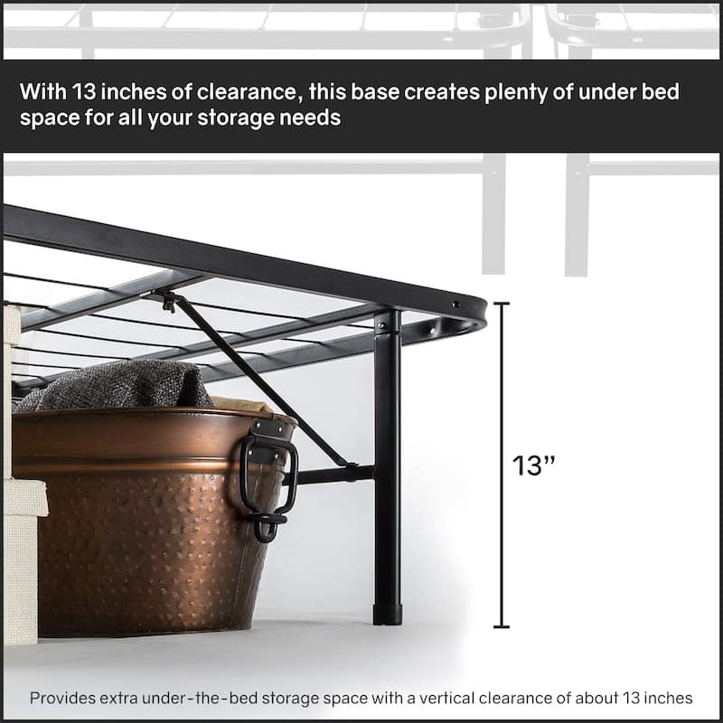 14-Inch Foldable Metal Platform Bed Frame with Tool Free Setup, Sturdy Steel, No Box Spring Needed