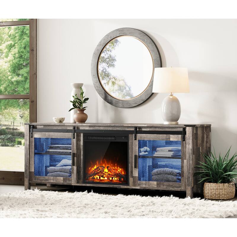 WAMPAT 36 inch 3 Sided Glass Electric Fireplace Insert，Black