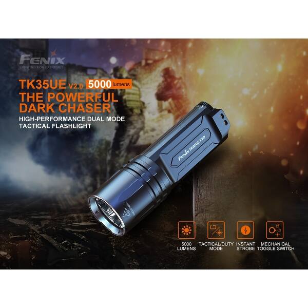 fenix 5000 lumen flashlight PD36R V2.0 Rechargeable Inspector Outlet Instant strobe activation makes this flashlight ideal in law enforcement Fenix TK35UE v2.0 5000 Lumen