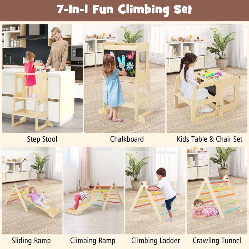 Costway 7-in-1 Toddler Climbing Toy Set with Reversible Ramp - See Details