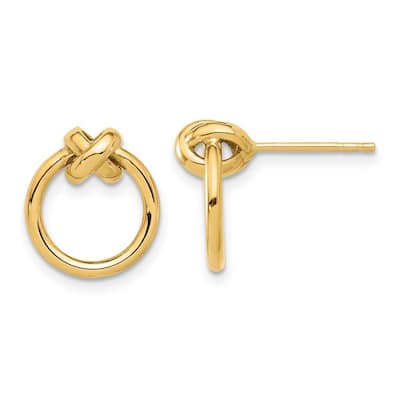 Curata 14k Yellow Gold Polished 13.7x12.2mm Circle Post Earrings
