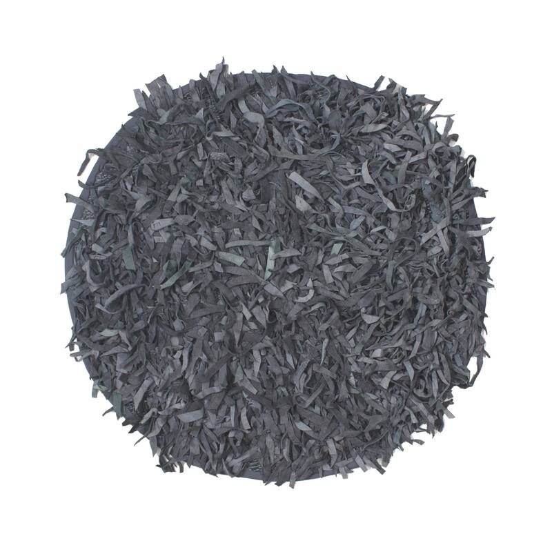 Leather Shaggy Living Room Rug Washable Area Rugs Non Slip Accent Rugs Soft Foldable Indoor Carpet Easy To Clean 3' Round
