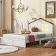 preview thumbnail 28 of 46, Bedroom Solid Wood Platform Bed House-Shaped Headboard Walnut Roof with LED Window Bed Frame Platform No Box Spring Needed