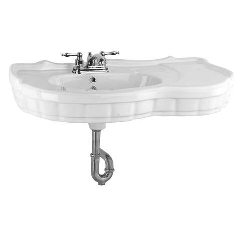 White Southern Belle Bathroom Console Sink Part Wall Mount With Backsplash and Overflow Renovators Supply