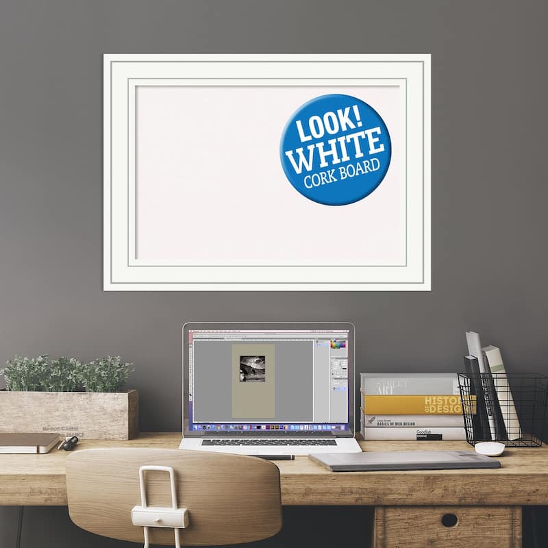 Framed White Cork Board, Craftsman White