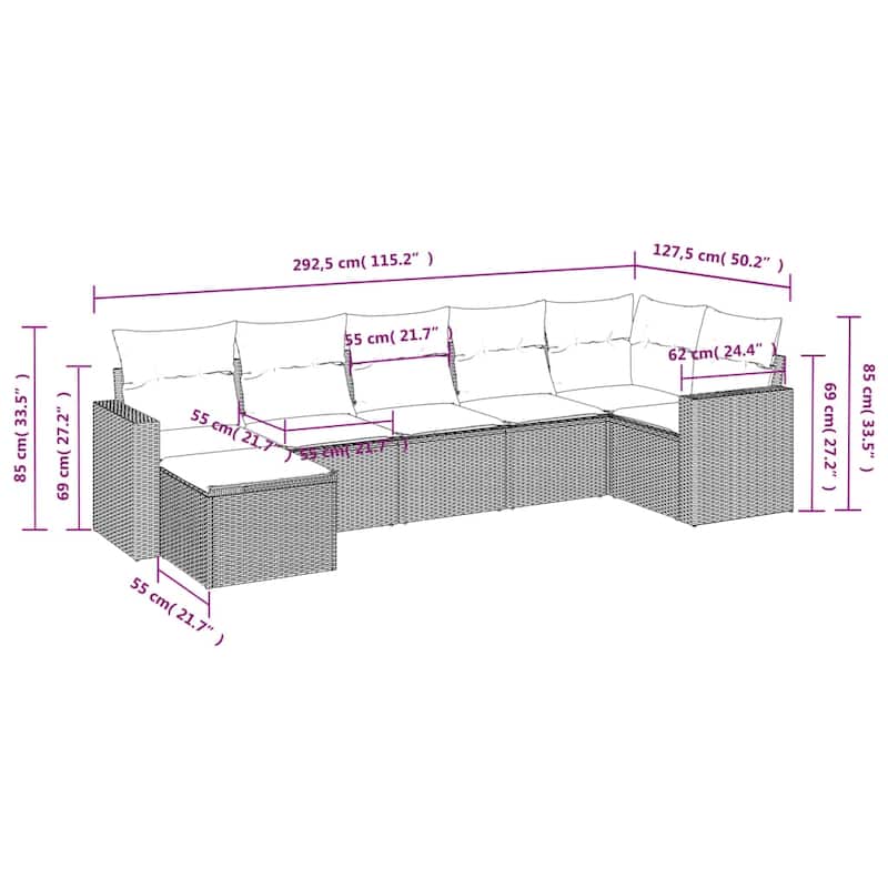vidaXL Garden Sofa Set Grey PE rattan Large Modular Garden Sofa Set - 21.7 x 21.7 x 14.6
