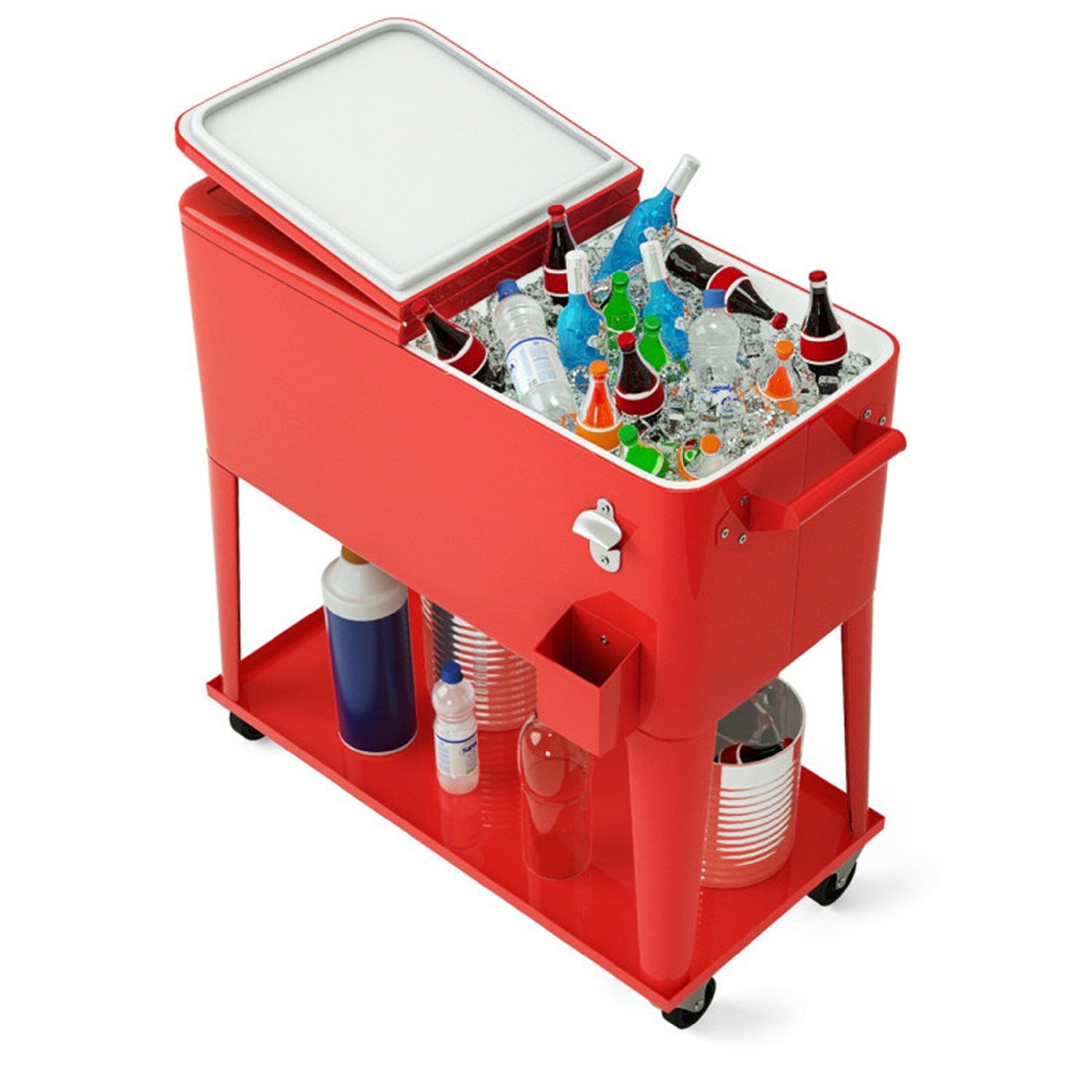 Red Outdoor Portable Mobile Ice Chests Beer Cola Cooler