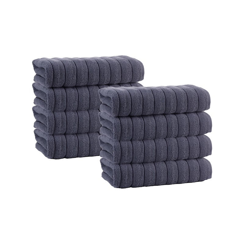 Vague Turkish Cotton 8 pcs Hand Towels - 16'x28' Hand towels - Anthracite