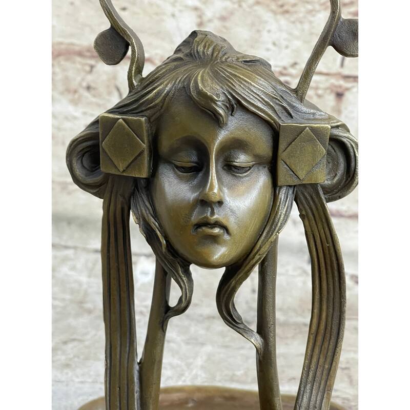 Art Deco Art Nouveau Austria Bronze Nude Lady Card Jewelry Trinket Tray Ashtray