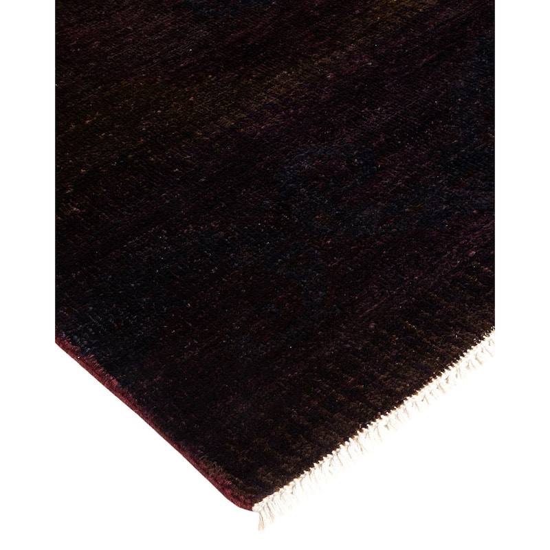 Overton Hand Knotted Wool Vintage Inspired Modern Contemporary Modern Brown Area Rug - 4' 1" x 10' 2"