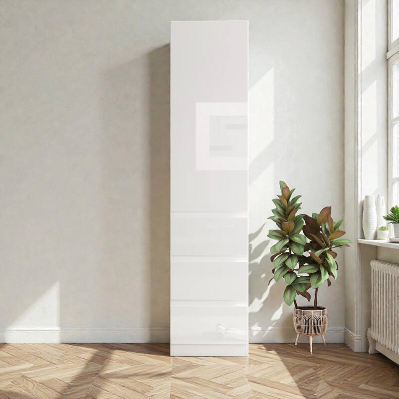 Tall Kitchen Pantry Storage Cabinet with Doors and Drawers, Modern Food Pantry Organizer with Shelves, 70.9 Inch - White