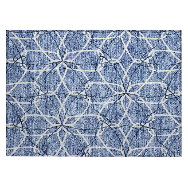 Machine Washable Indoor/ Outdoor Abstract Prism Chantille Rug