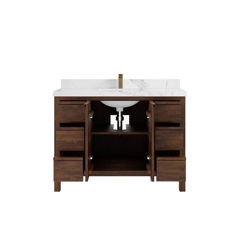 Willow Collections 48 in. W x 22 in. D Elizabeth Solid Teak Single Sink Bathroom Vanity with Countertop