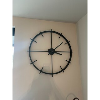 Modern Metal Wall Clock 26 Diameter Black Contemporary