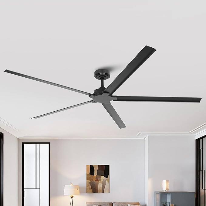 Ceiling Fan 72" Industrial 5-Blade Black IPX4 Outdoor Use