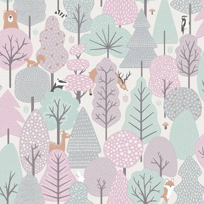 Veer Decor Enchanted Forest Wallpaper - Pink