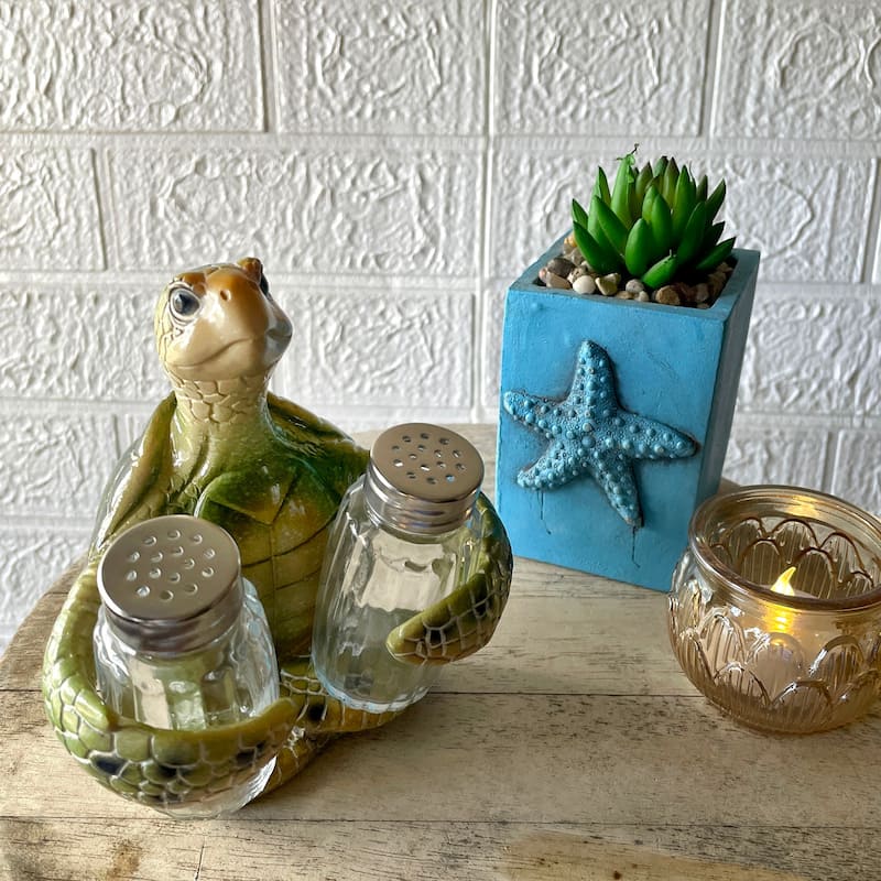 Sea Turtle Salt And Pepper Shaker Set Coastal Kitchen Decor - 5.75 X 5 X 4 inches