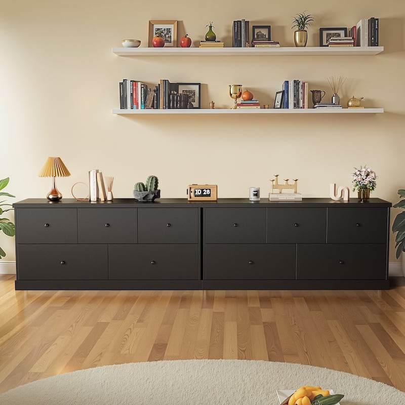 Furniwell 5 Drawers Dresser 45" TV Stand Cabinet Organizer Modern Wood Chest for Bedroom Living Room