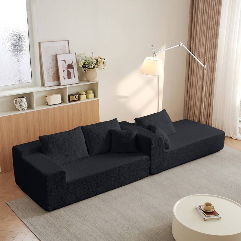 103.54" Modular Chenille Cloud Sectional Sofa with Throw Pillows
