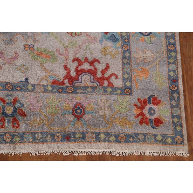 Earth Tone Floral Oushak Indian Area Rug Handmade Wool Carpet - 8'1"x 9'10"