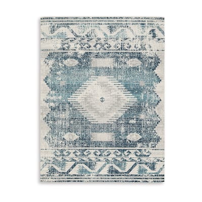 Daisy 5 x 7 Area Rug, Indoor Outdoor, Persian Pattern, Polyester Gray, Blue - 5 x 7