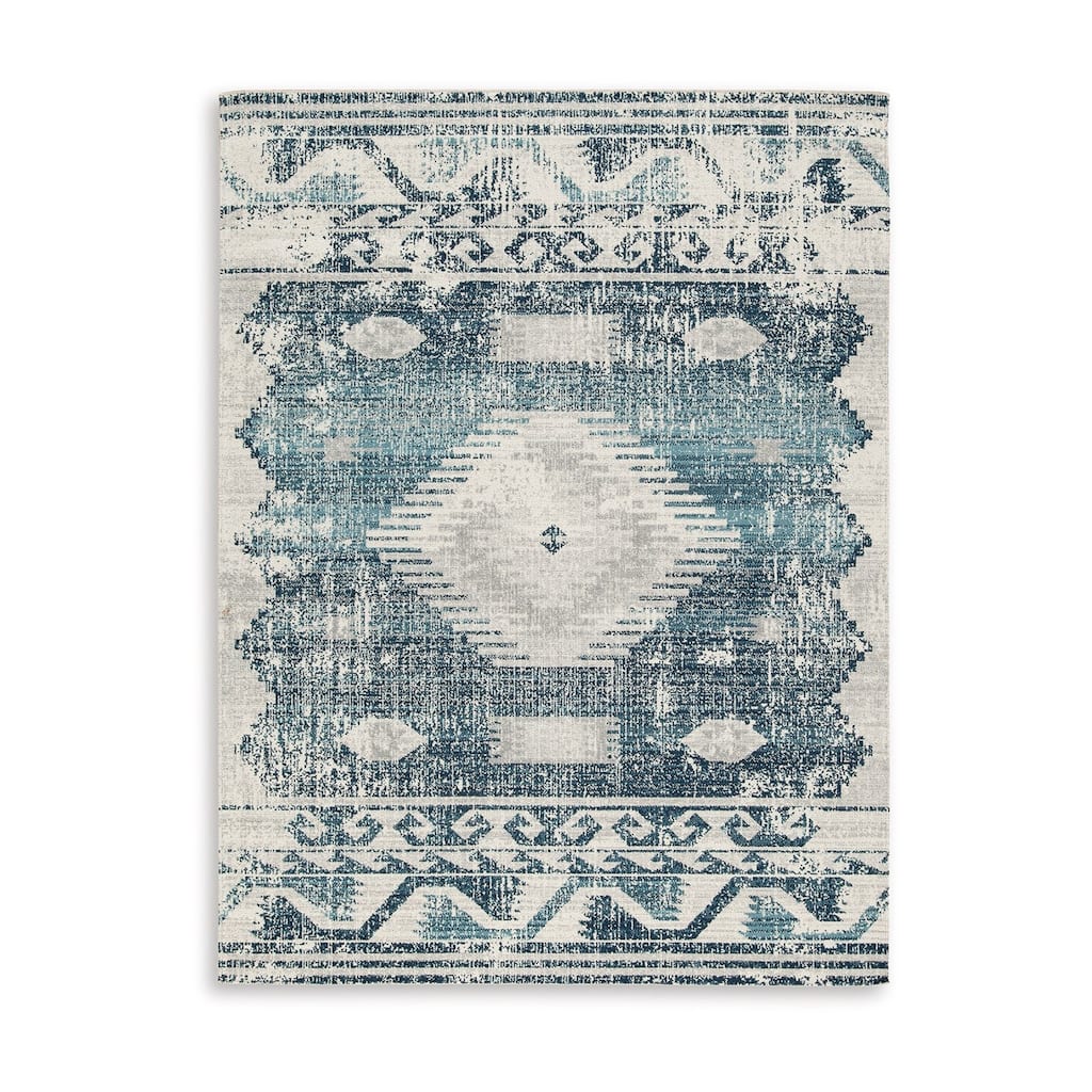 Daisy 5 x 7 Area Rug, Indoor Outdoor, Persian Pattern, Polyester Gray, Blue - 5 x 7