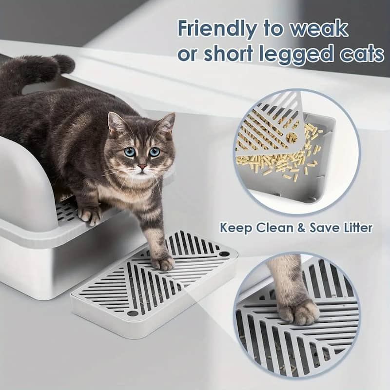 Grey Large Capacity Self-Cleaning Cat Litter Box with Foot Pedal Perfect for Multiple Cats - 16.6”L x 23.94”W x 11.54”H