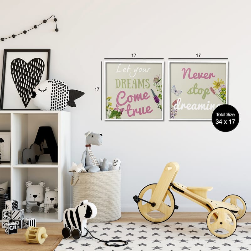 Stupell Motivational Dream Sentiments Framed Giclee Art Design By Kim Allen (Set of 2)