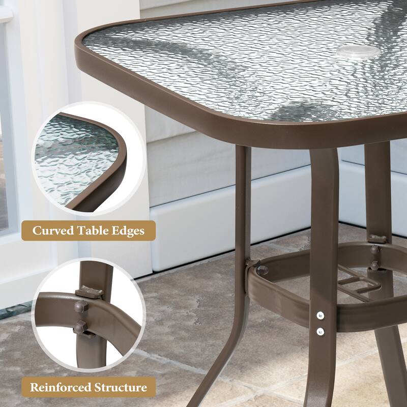 Outdoor Bar Stools Patio Bar Chairs and Glass Bar Table Set