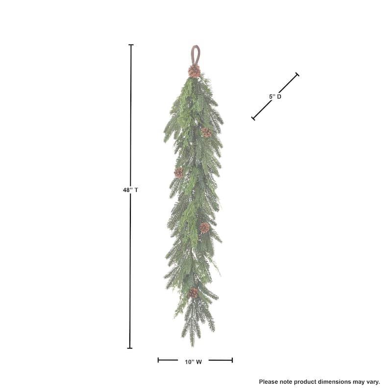 48" Real Touch Cedar And Spruce Cone Garland