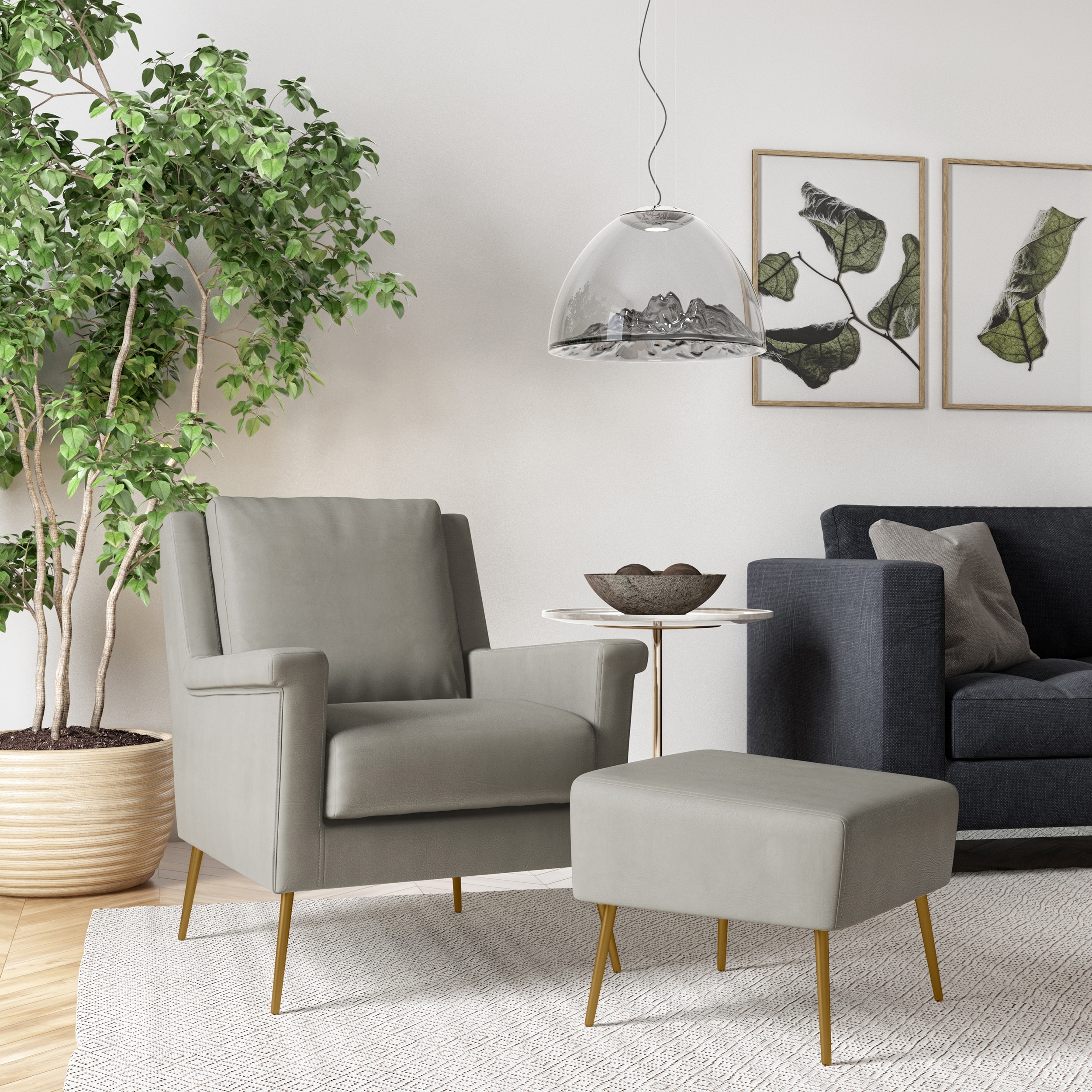 Carson Carrington Gunther Mid Century Modern Pu Leather Chair And Ottoman Overstock 31267920 Taupe Grey Swivel white leather chair (h 34 x w 36 x d 36) with ottoman, fiberglass moulded shells.