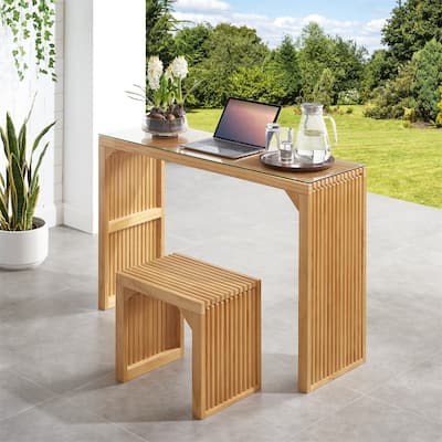 Multi-Functional Farmhouse Pine Wood Indoor Dining Stool and Table Set