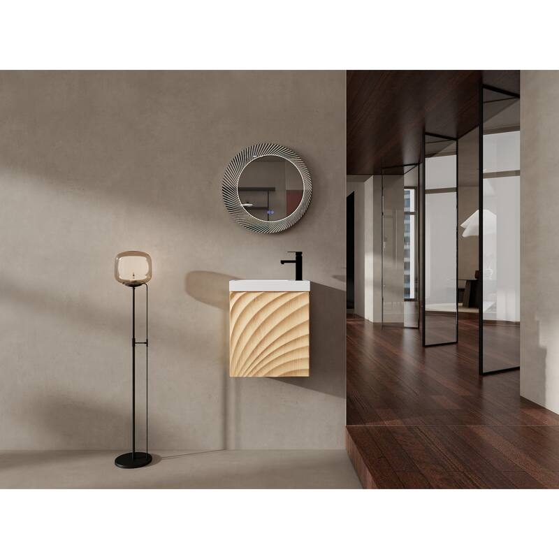 GDFStudio - Helsinki 18.5" Modern Wall-Mounted Bathroom Vanity Set with Resin Sink, Soft Closing Door & Antirust Hardware