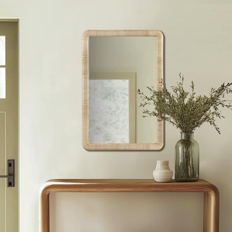 INK IVY Nova Natural Rattan Rectangle Wall Mirror
