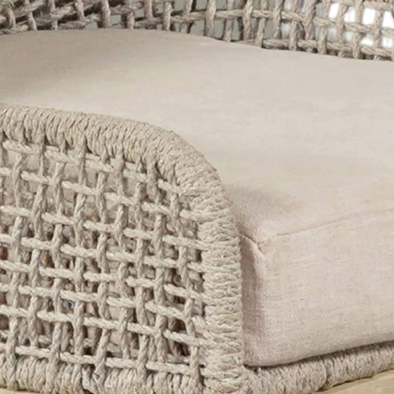 Avira 30 Inch Barstool Chair | Handcrafted Mango Wood | Cotton Rope Weaving | Beige Cushion